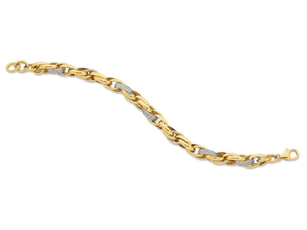 9kt Yellow Gold Silver Infused Crystal Necklace 55cm