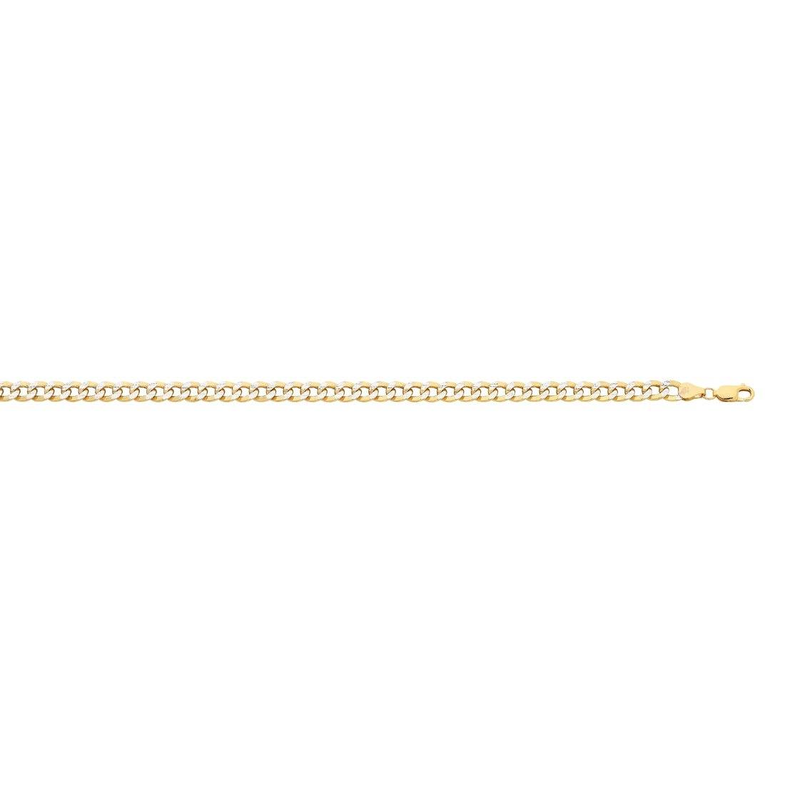 9kt Two Tone Gold Silver Infused Diamond Cut Curb Chain Necklace