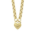 9kt Yellow Gold Silver Infused Padlock Heart Necklace 47cm