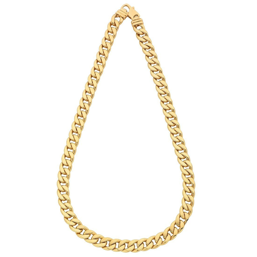 9kt Yellow Gold Silver Infused Curb Necklace 60cm