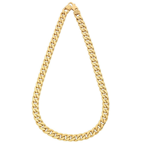 9kt Yellow Gold Silver Infused Curb Necklace 60cm