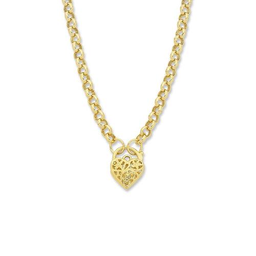 9kt Yellow Silver Infused Padlock Necklace 45cm
