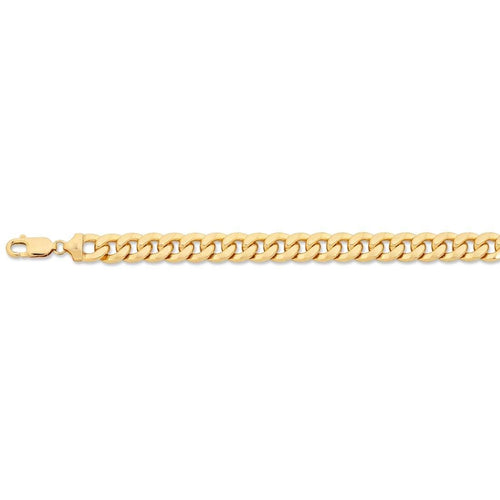 9kt Yellow Gold Silver Infused Curb Necklace 55cm
