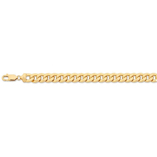 9kt Yellow Gold Silver Infused Curb Necklace 60cm