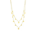 9kt Yellow Gold Silver Infused Disc Charm Double Necklace 45+5cm