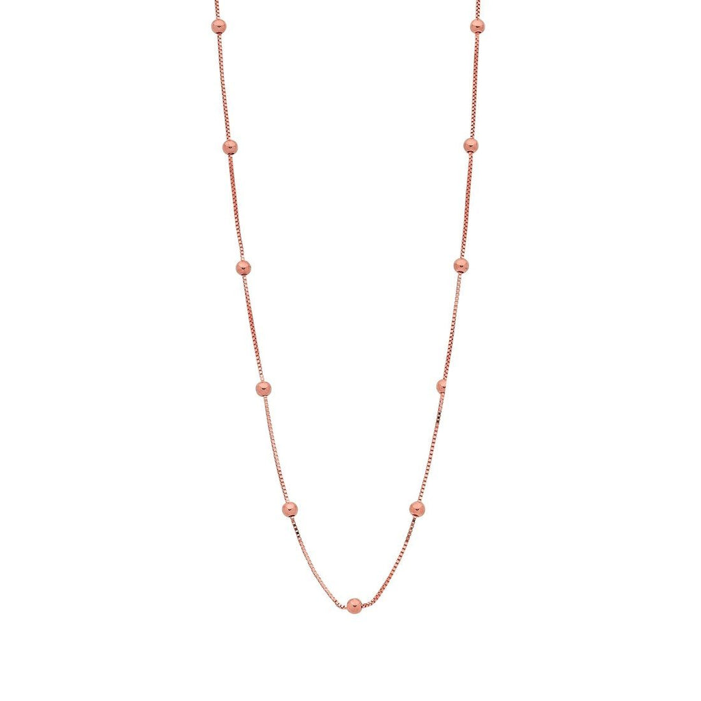 9kt Rose Gold Silver Infused Chain And Ball Necklace 45cm