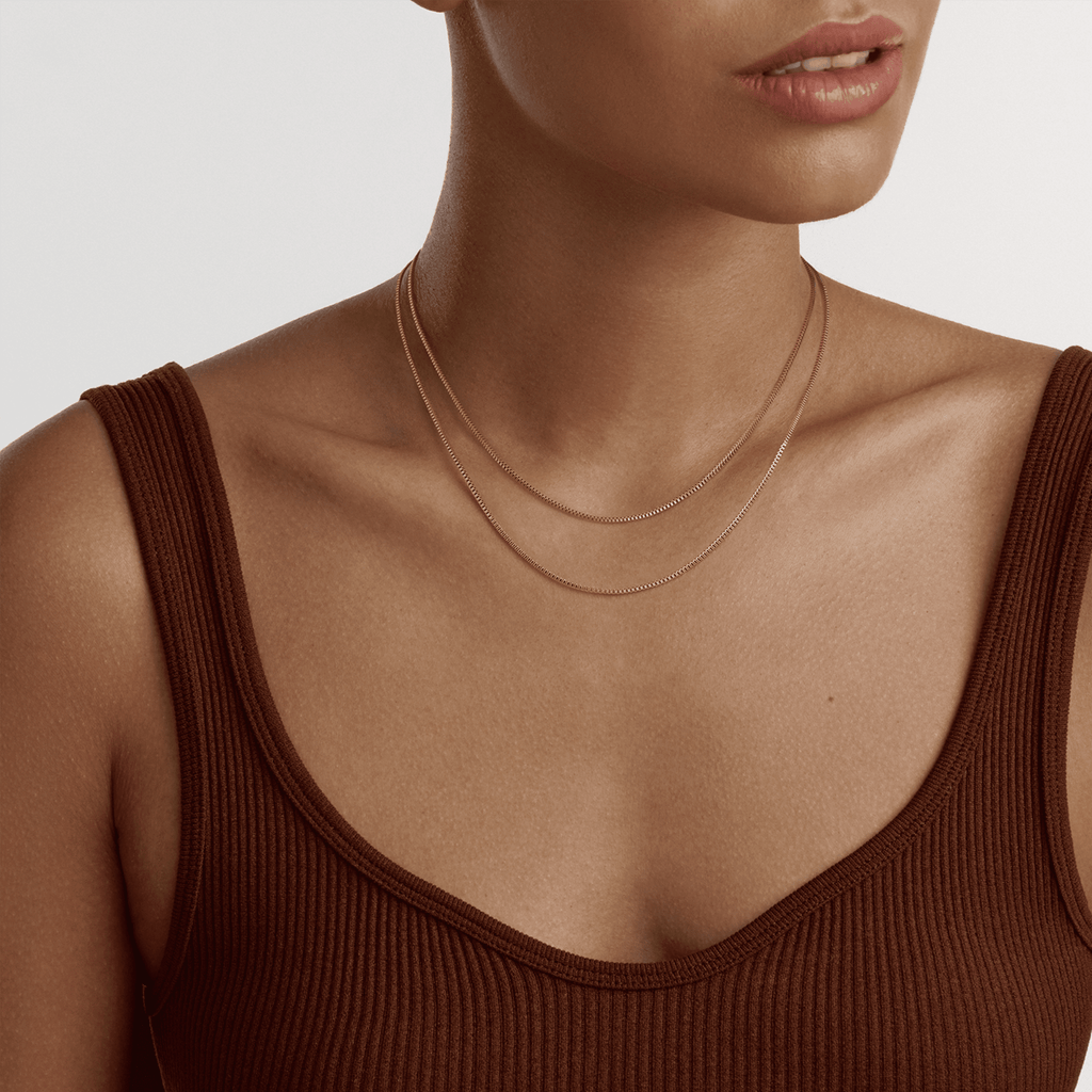 Daniel Wellington Elan Box Chain Necklace Long Rose Gold