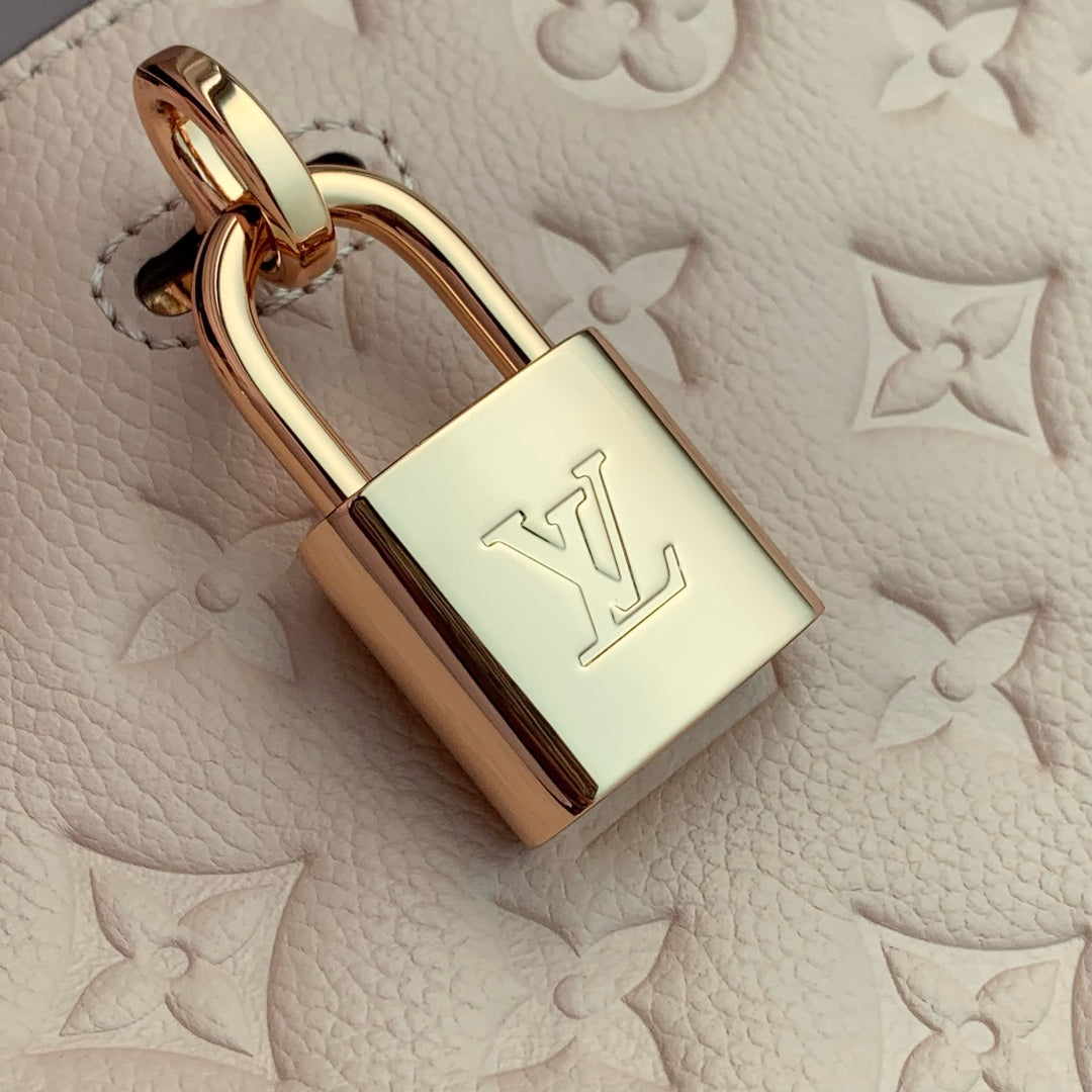 Anytime 34cm Tote Bag Pure Beige Gold Empreinte leather 251568