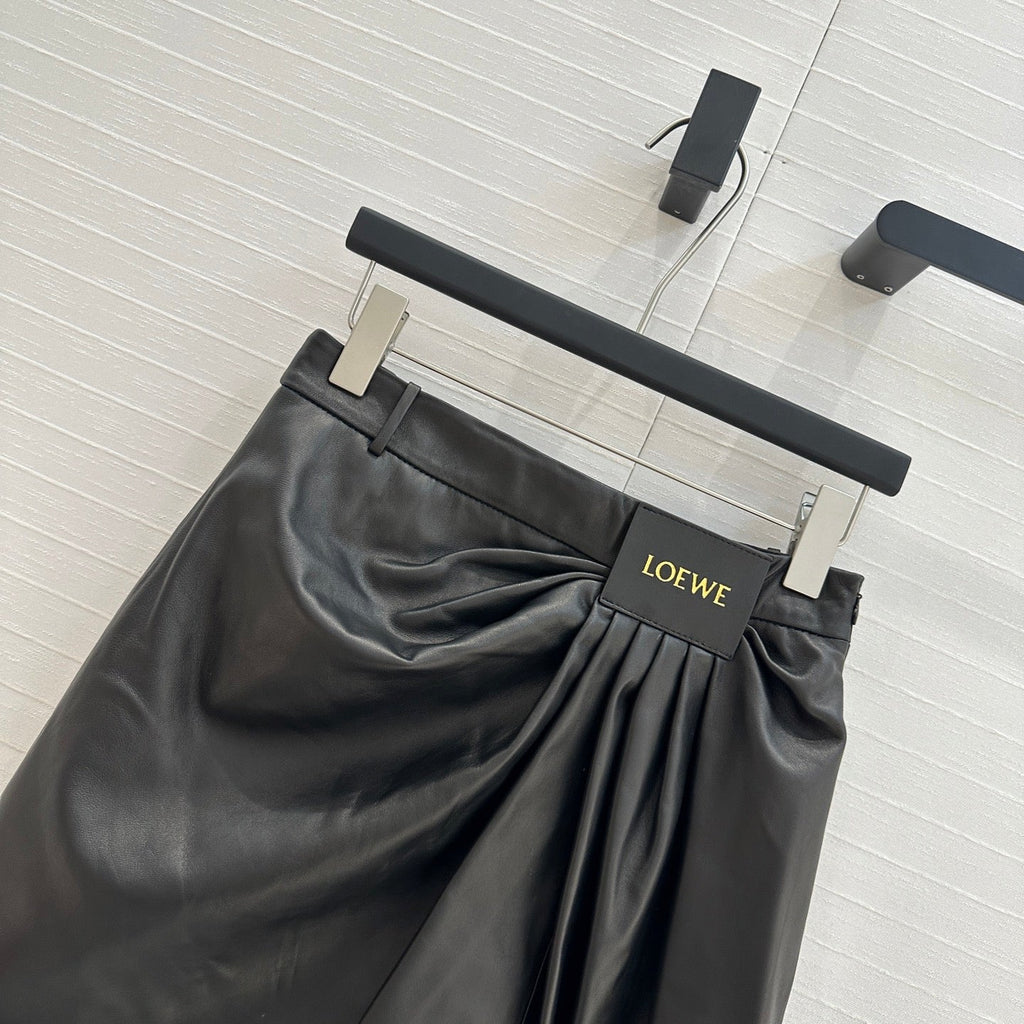 Loewe Draped Leather Skirt Lambskin