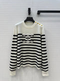 Celine 2025 Striped Sweater White Black Cashmere 318640