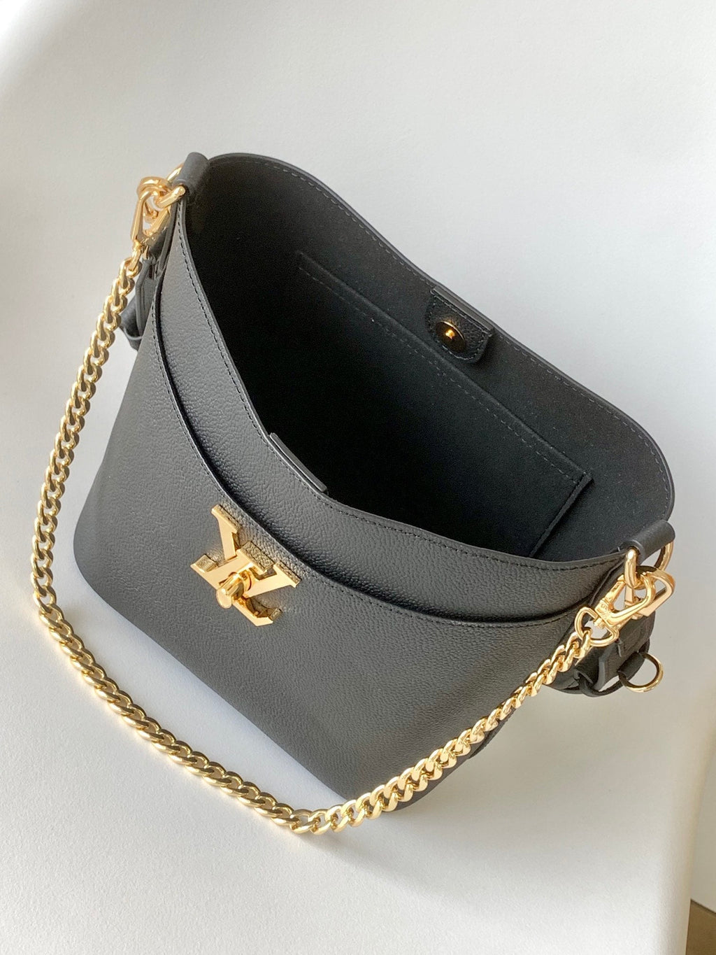 LV Lock and Walk Bag Black Gold Cowhide 241220