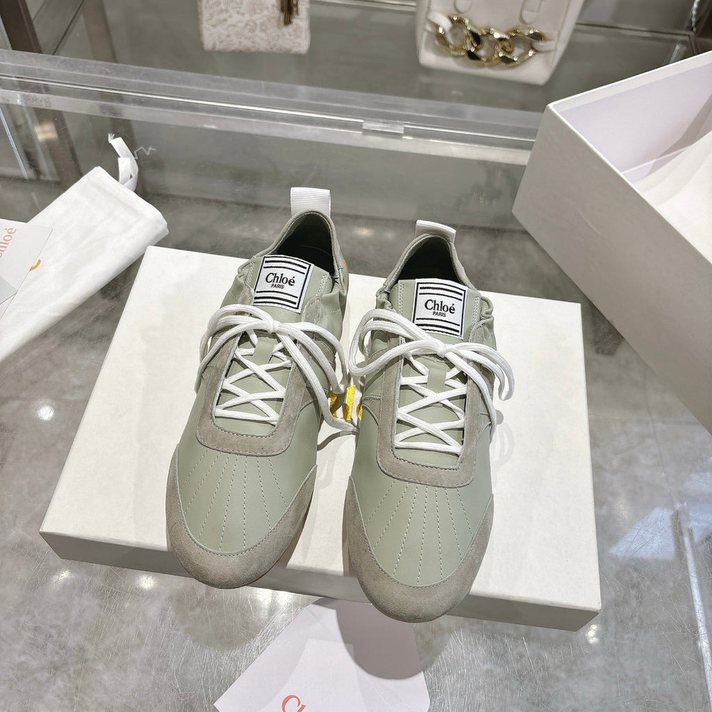 Chloe ballet flat casual shoes light sage green cowhide 518813