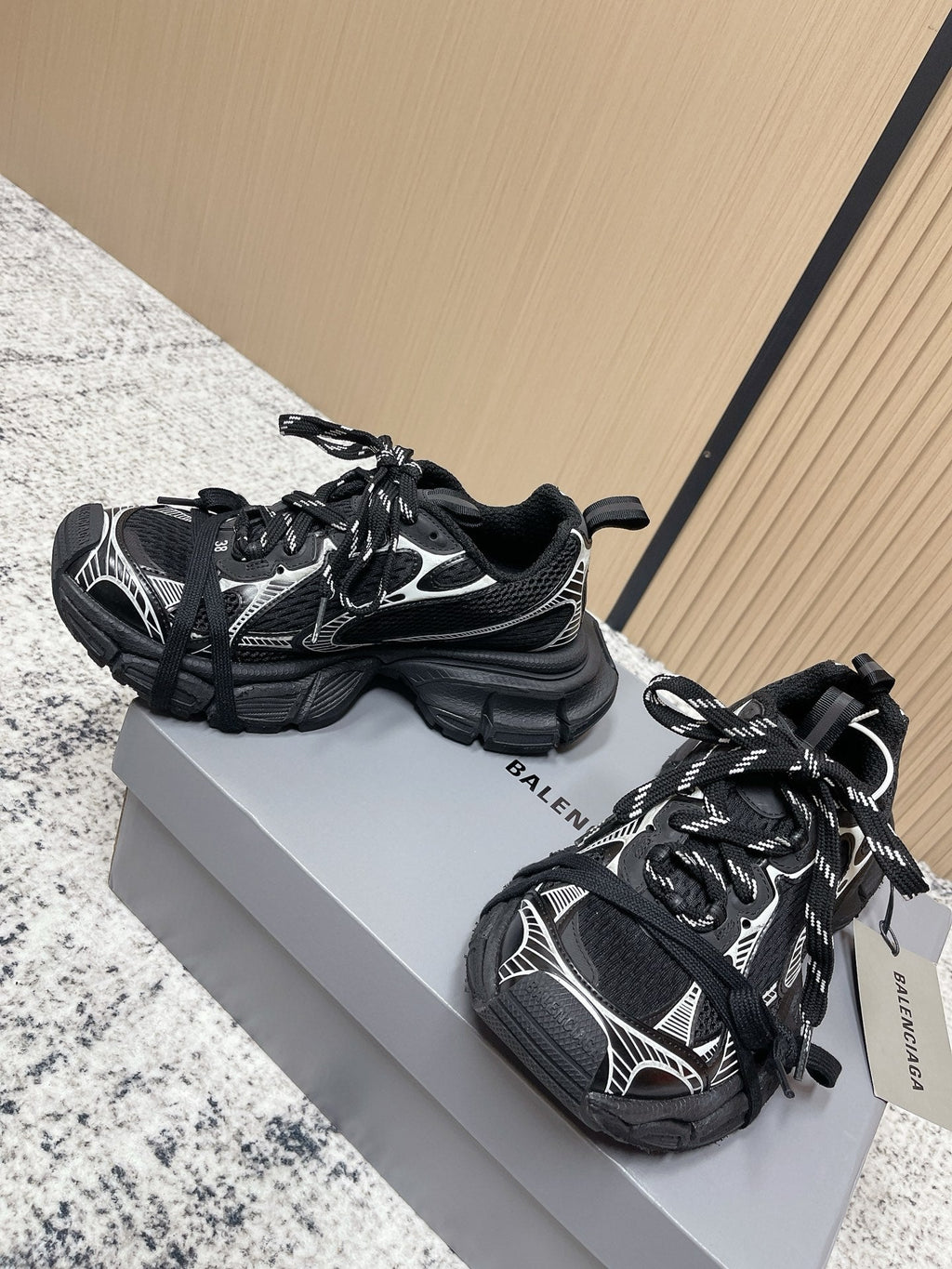 Balenciaga Sneaker Mesh Lace-up Black Fabric 534176