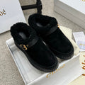 Chloe Nama Shearling-Lined Mule Black Suede 523135