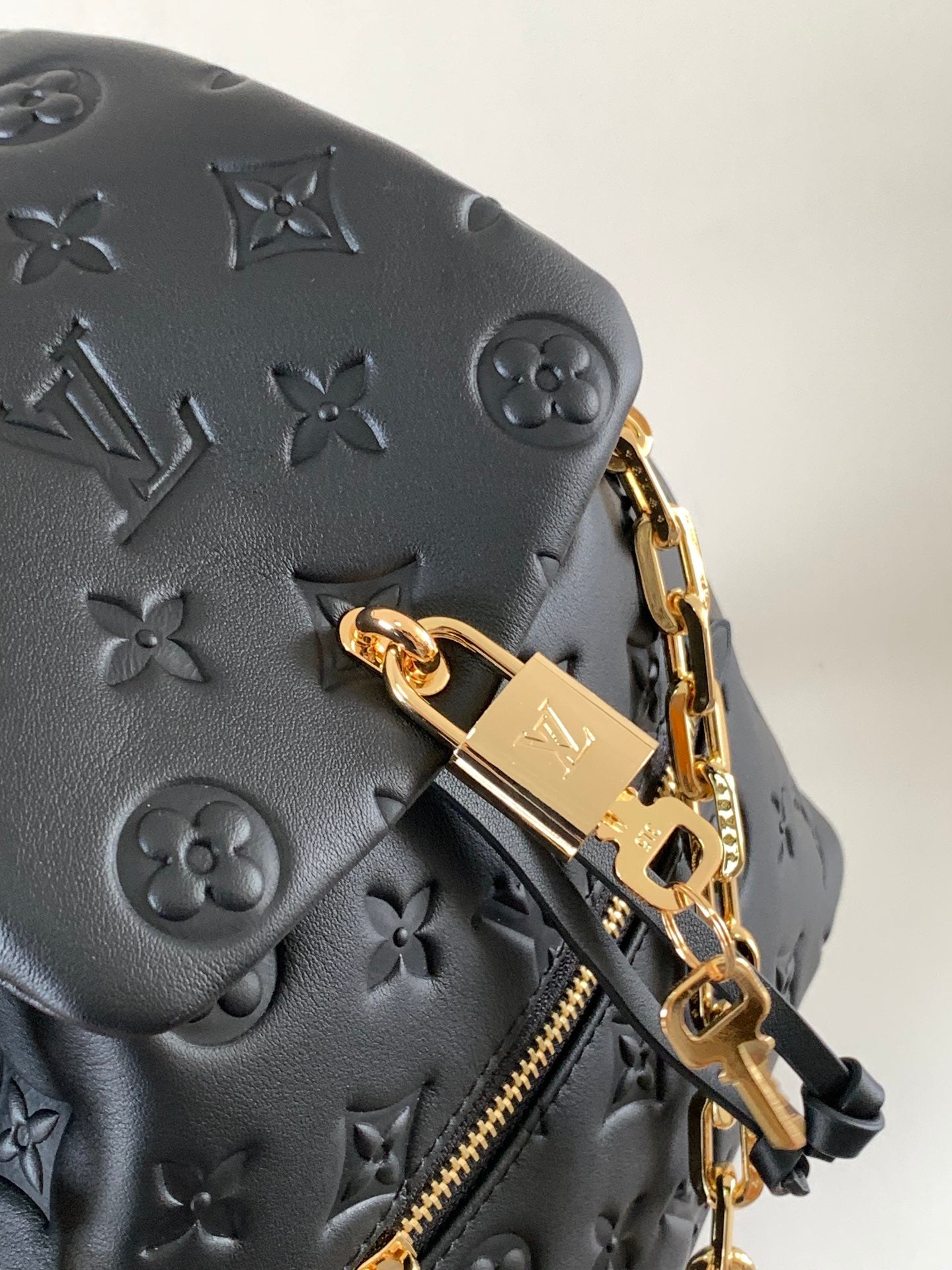 LV Coussin 26cm Backpack Black Gold Leather 252649