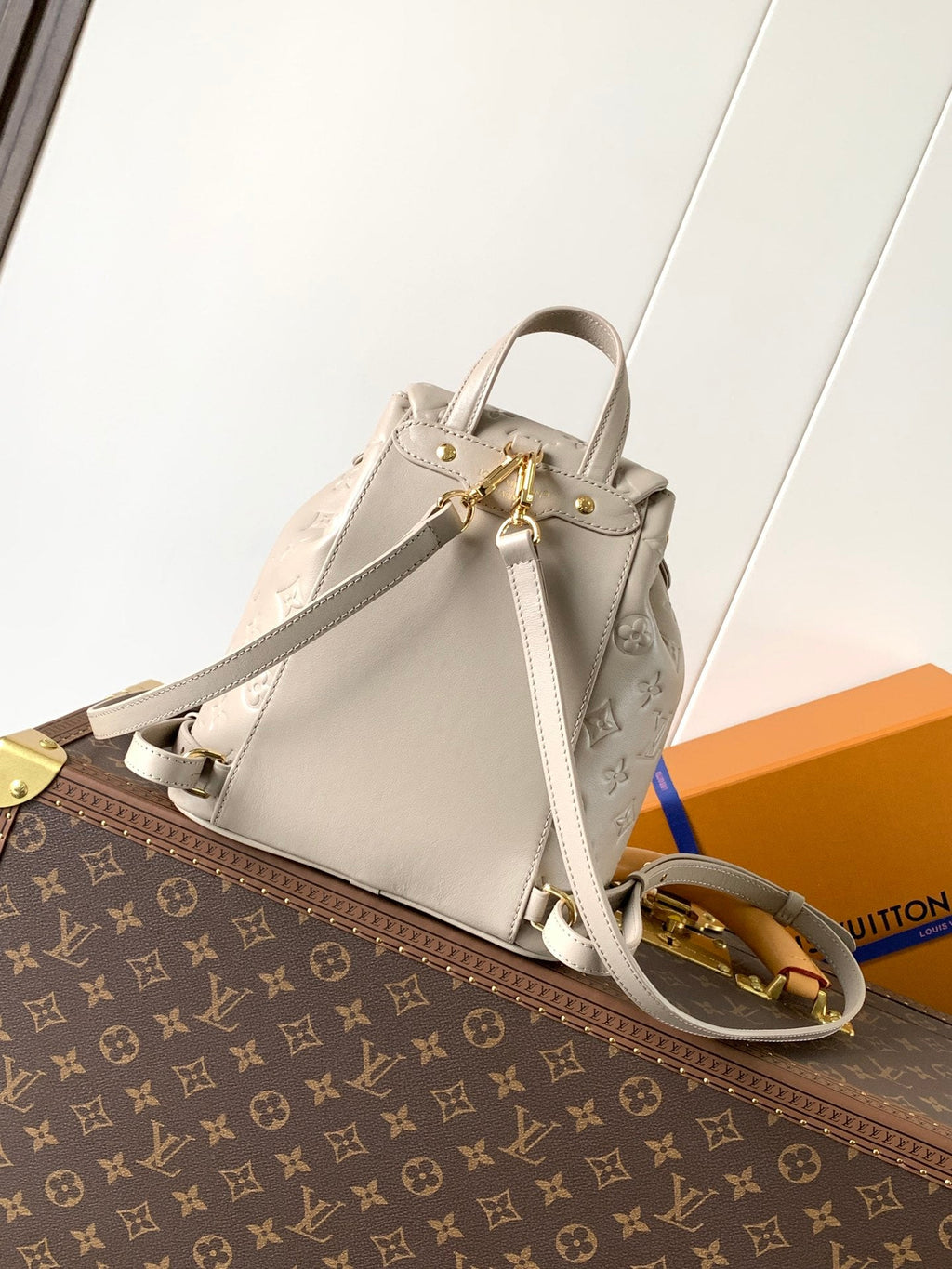 LV Coussin 26cm Backpack Khaki Gold Leather 252651