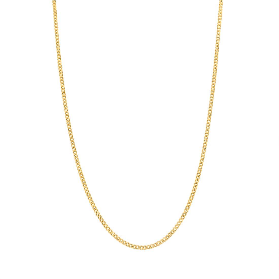 9kt Yellow Gold Fine Diamond Cut Curb Chain Necklace 45cm