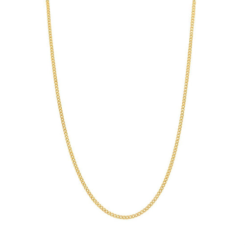 9kt Yellow Gold Fine Diamond Cut Curb Chain Necklace 45cm