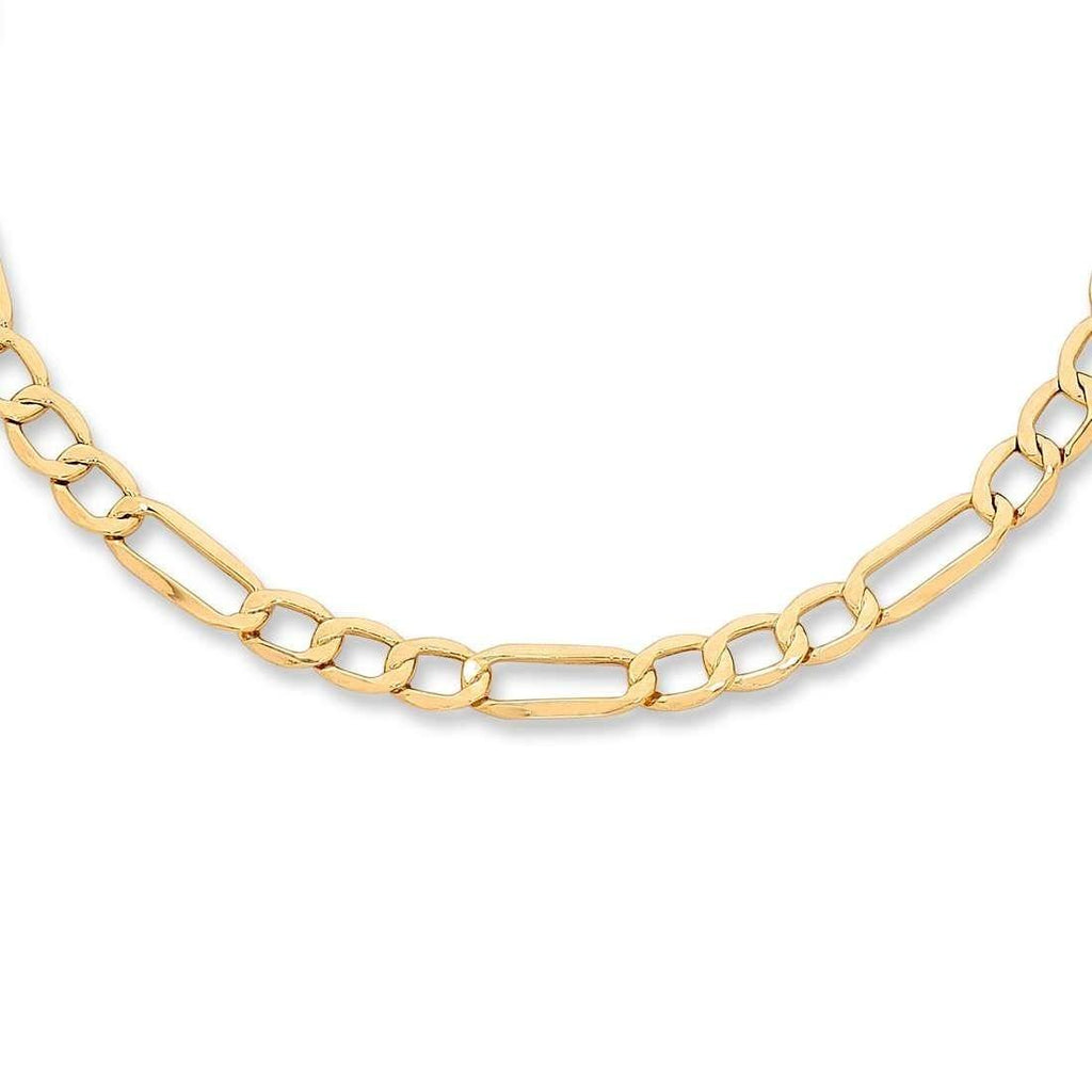 9kt Yellow Gold 1/3 Figaro Chain Necklace 45cm