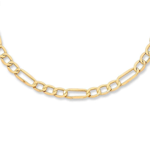 9kt Yellow Gold 1/3 Figaro Chain Necklace 45cm