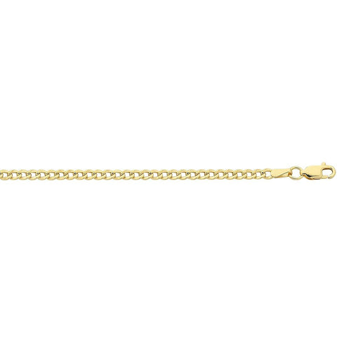 60cm Diamond Cut Curb Chain in 9kt Yellow Gold