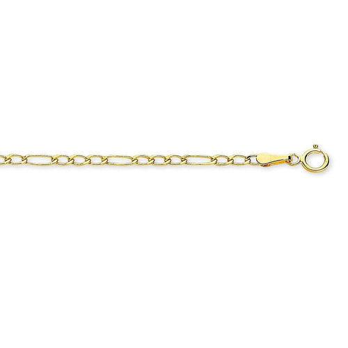 50cm Open Figaro Chain in 9kt Yellow Gold