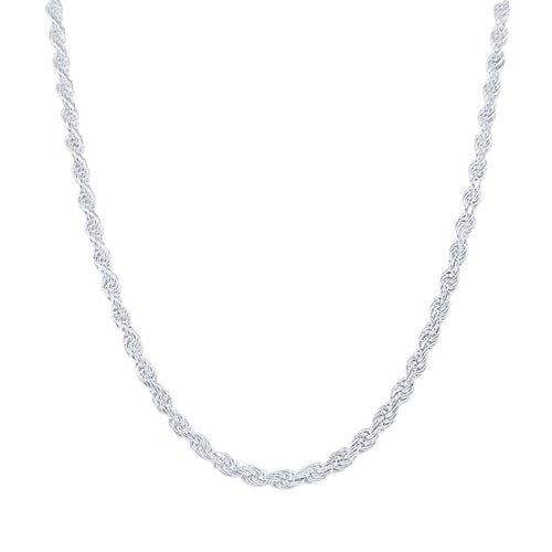 60cm 2.9mm Width Rope Chain Necklace in Sterling Silver