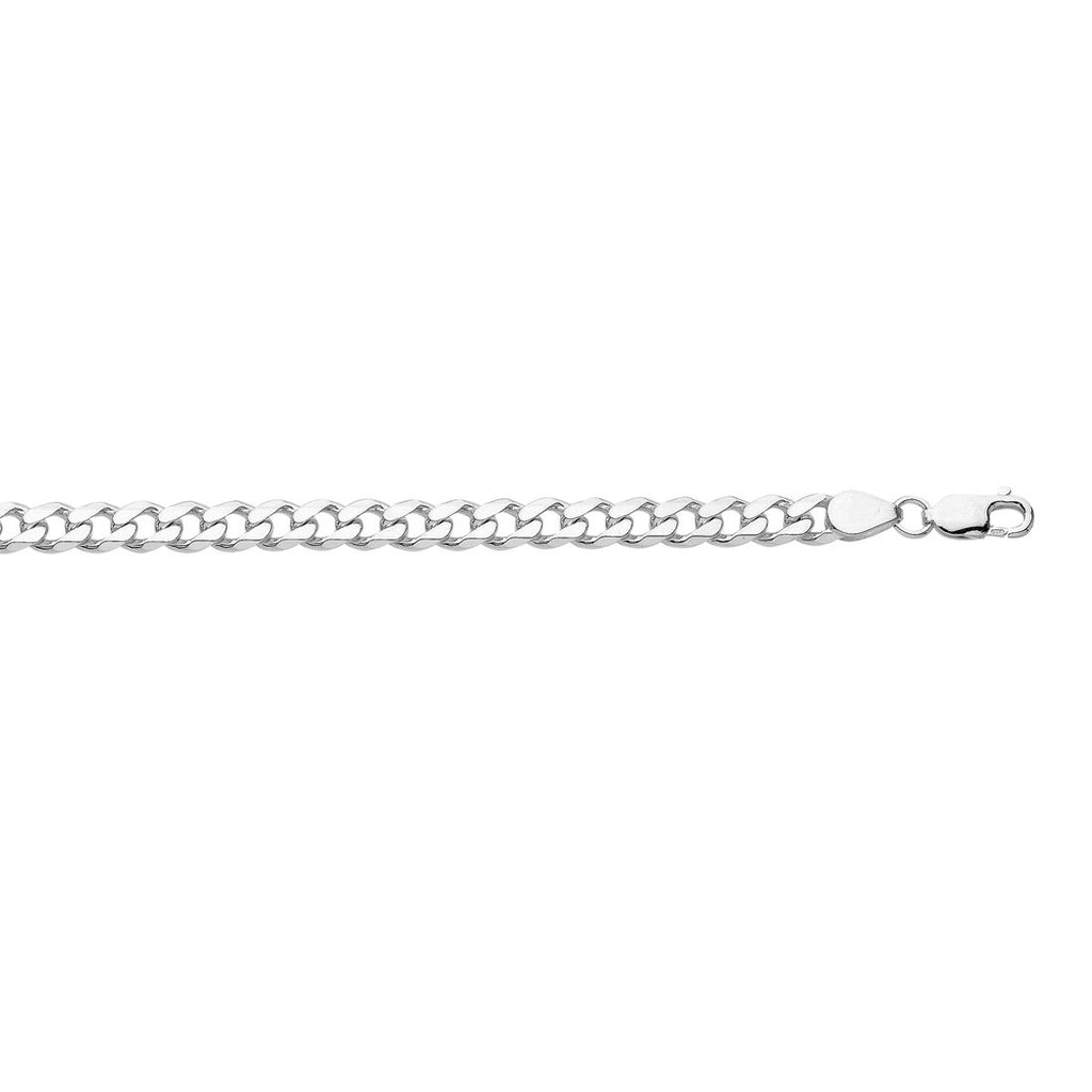 60cm 6.4mm Flat Curb Chain Necklace in Sterling Silver