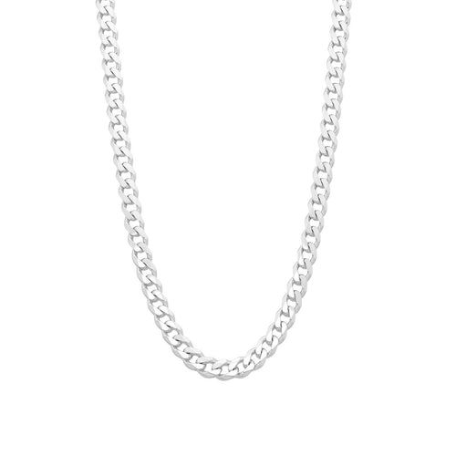 55cm 6.4mm Flat Curb Chain Necklace in Sterling Silver