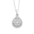45cm Cubic Zirconia Pear Halo Necklace in Sterling Silver