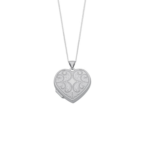 45cm Heart Locket Necklace in Sterling Silver
