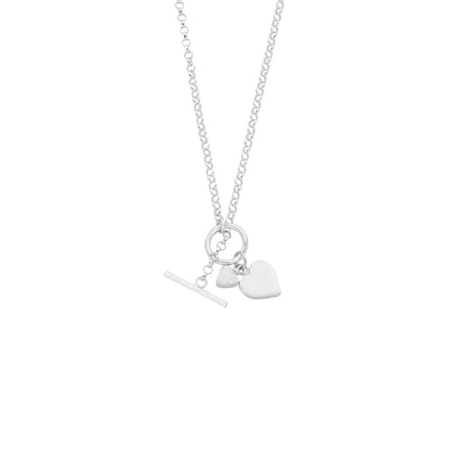 41cm Heart Charm Toggle Belcher Necklace in Sterling Silver