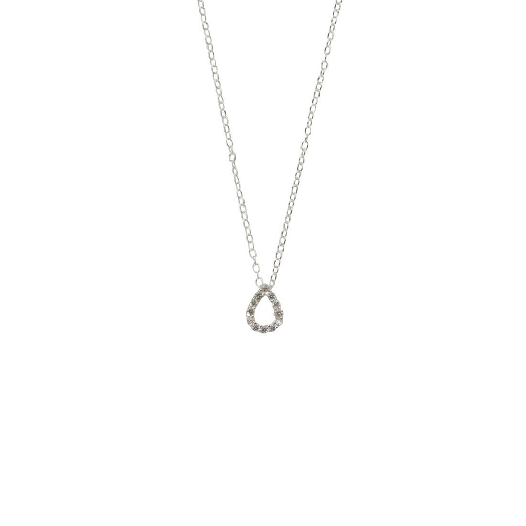 45cm Cubic Zirconia Tear Drop Pendant Necklace in Sterling Silver
