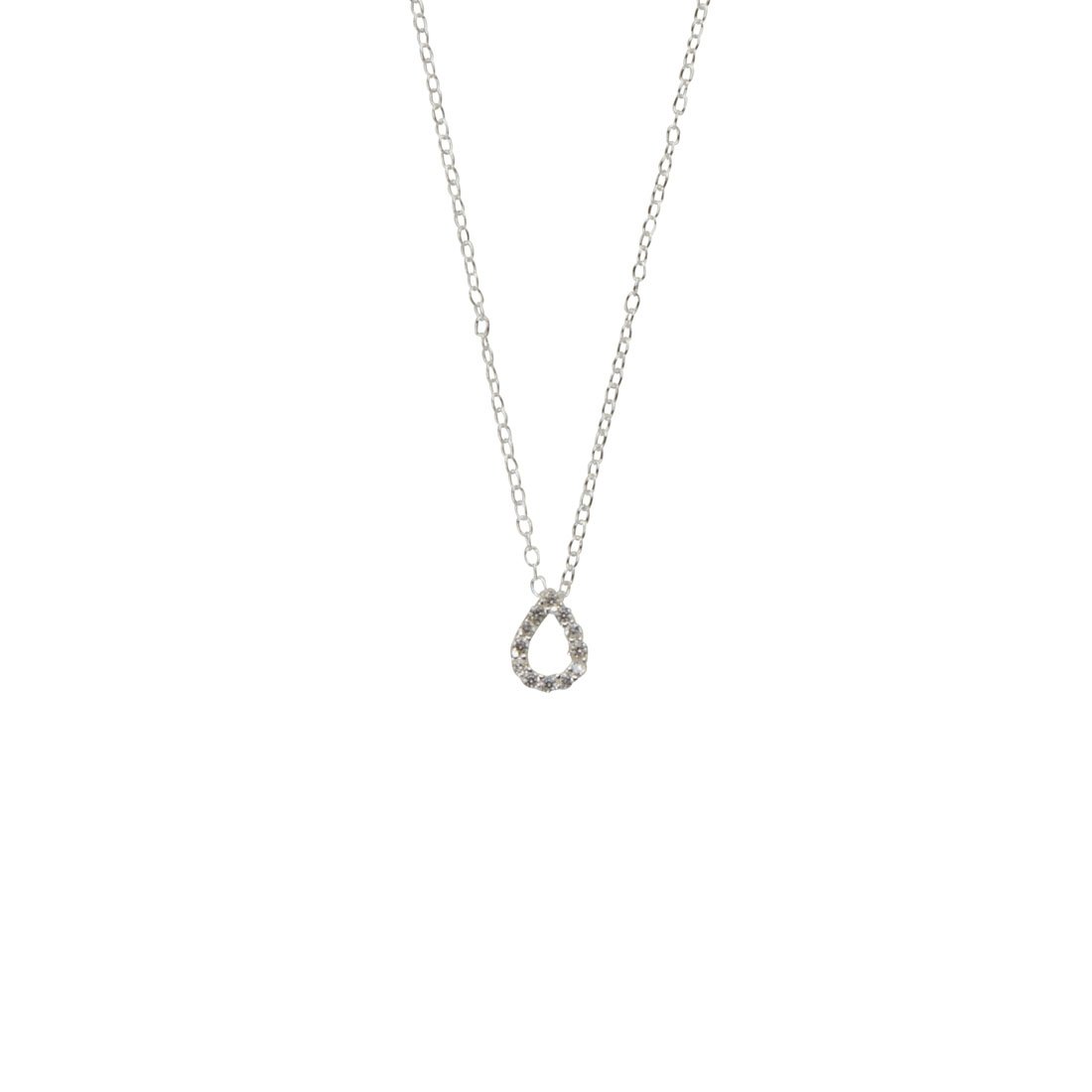 45cm Cubic Zirconia Tear Drop Pendant Necklace in Sterling Silver