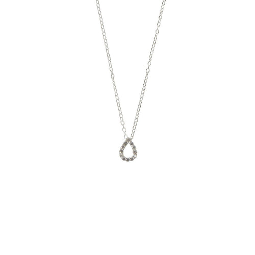 45cm Cubic Zirconia Tear Drop Pendant Necklace in Sterling Silver