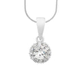 45cm Cubic Zirconia Halo Pendant Necklace in Sterling Silver