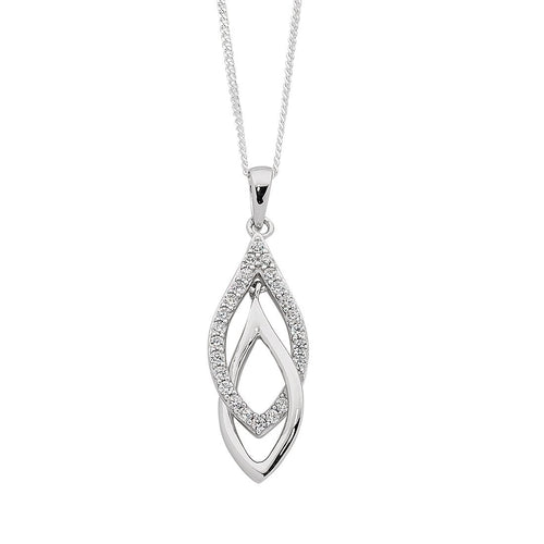 45cm Sterling Silver Interlocked Drop Necklace