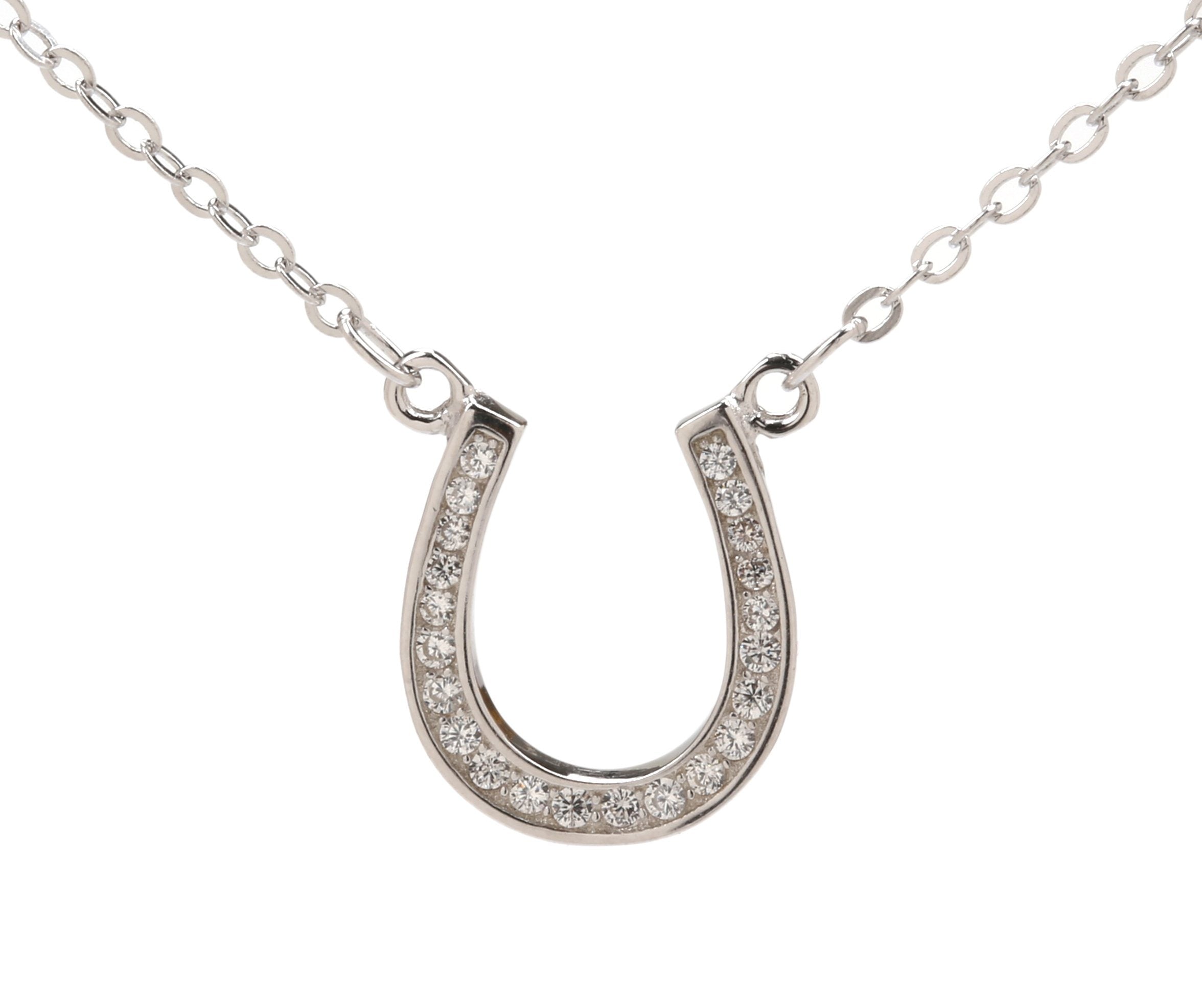 45cm Horseshoe Pendant Necklace in Sterling Silver