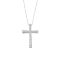 45cm Sterling Silver Cubic Zirconia Claw Set Cross Necklace