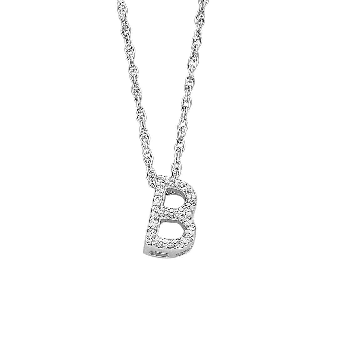 42cm Sterling Silver Cubic Zirconia Initial Necklace - Most Initials Available