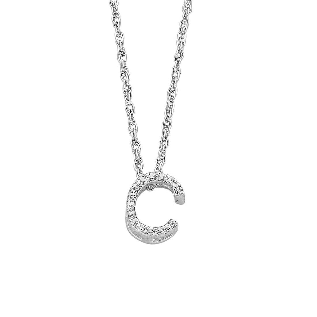 42cm Sterling Silver Cubic Zirconia Initial Necklace - Most Initials Available