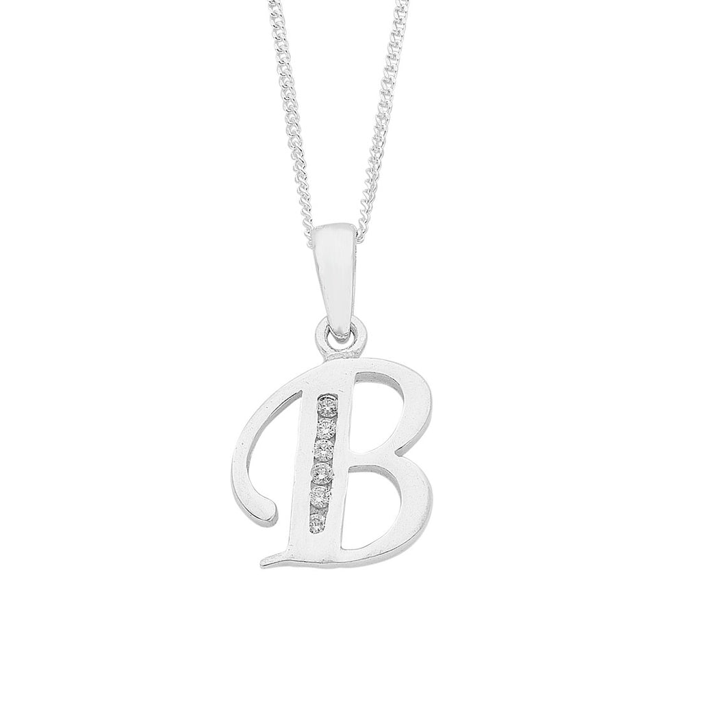 45cm Sterling Silver Cubic Zirconia Initial Necklace - Most Initials Available