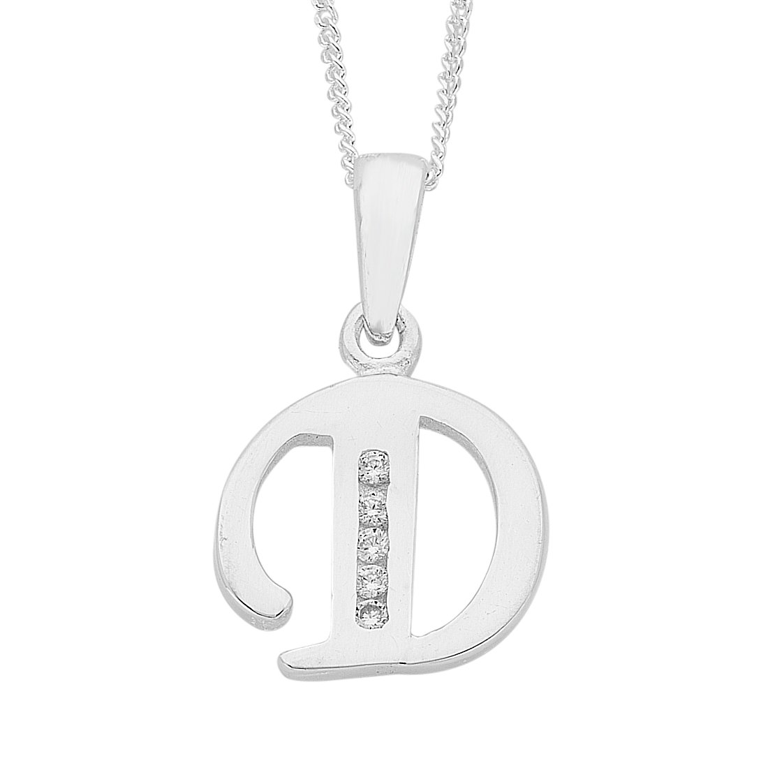 45cm Sterling Silver Cubic Zirconia Initial Necklace - Most Initials Available