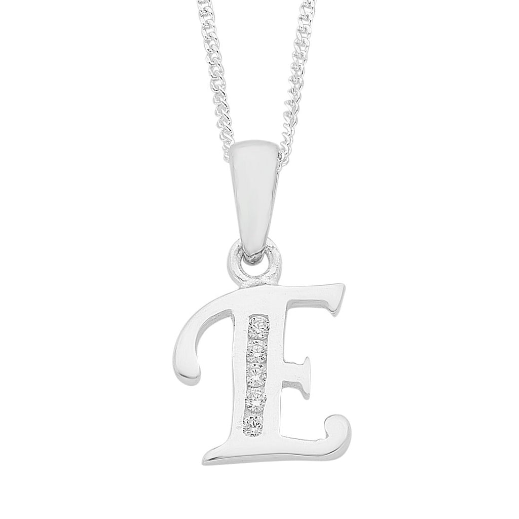45cm Sterling Silver Cubic Zirconia Initial Necklace - Most Initials Available