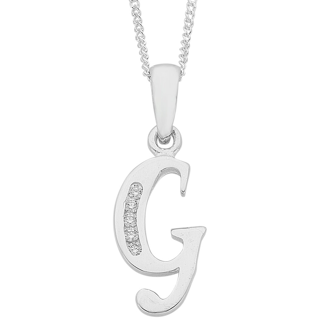 45cm Sterling Silver Cubic Zirconia Initial Necklace - Most Initials Available