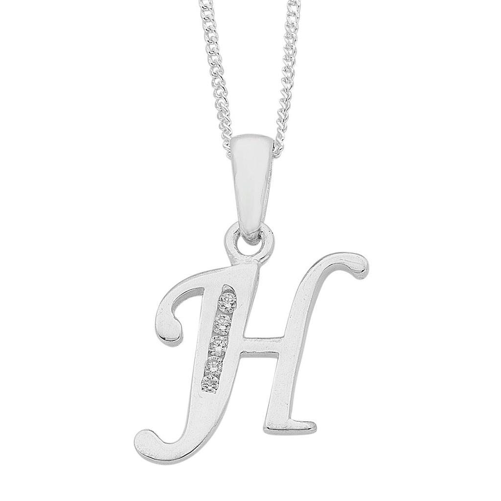 45cm Sterling Silver Cubic Zirconia Initial Necklace - Most Initials Available
