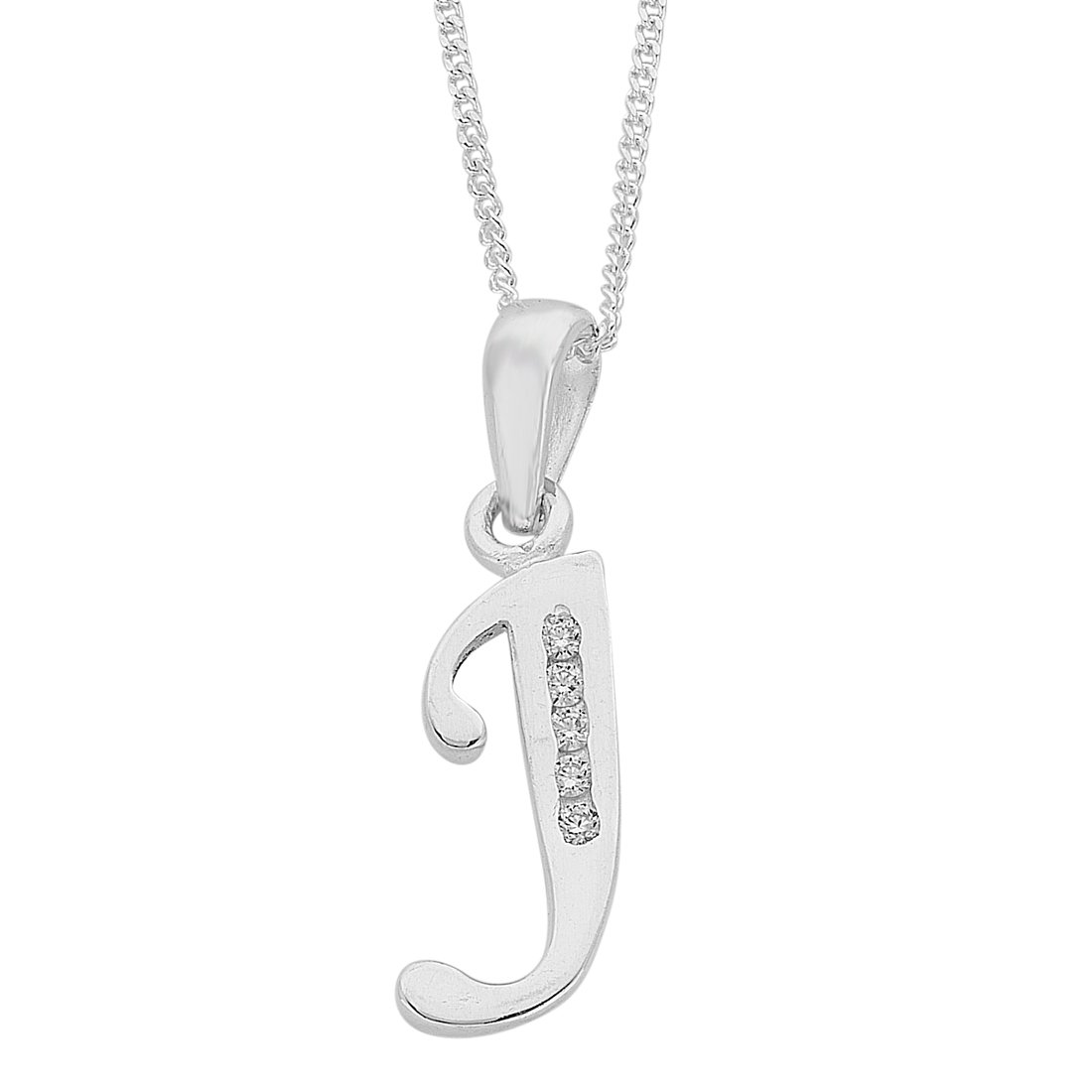45cm Sterling Silver Cubic Zirconia Initial Necklace - Most Initials Available
