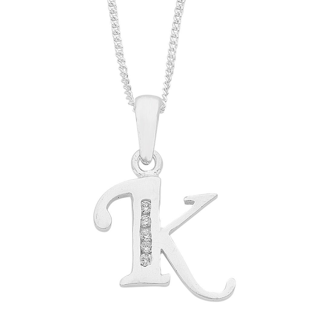 45cm Sterling Silver Cubic Zirconia Initial Necklace - Most Initials Available