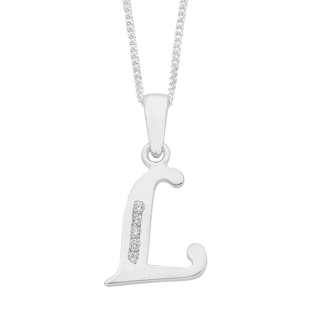 45cm Sterling Silver Cubic Zirconia Initial Necklace - Most Initials Available