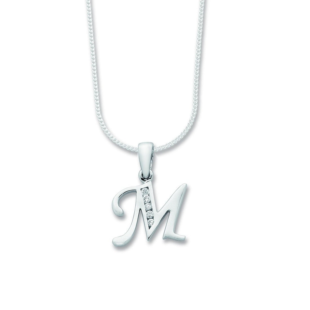 45cm Sterling Silver Cubic Zirconia Initial Necklace - Most Initials Available